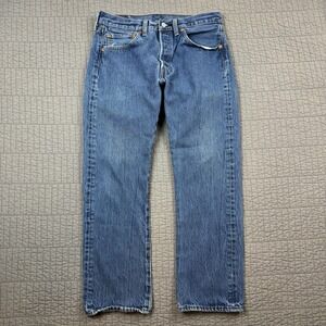 Levis 501 Jeans Men 32x30 (31x28) Blue Button Fly Straight Leg Denim Medium Wash